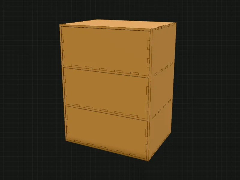 Cajonera en el ensamble 3D de KerfStudio